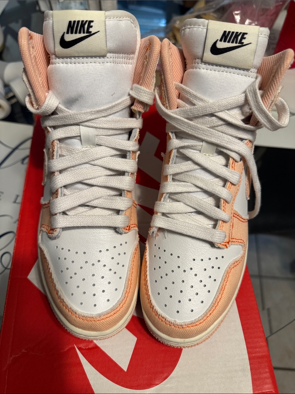 Nike Women’s High-Top Sneakers — White & Artic Orange